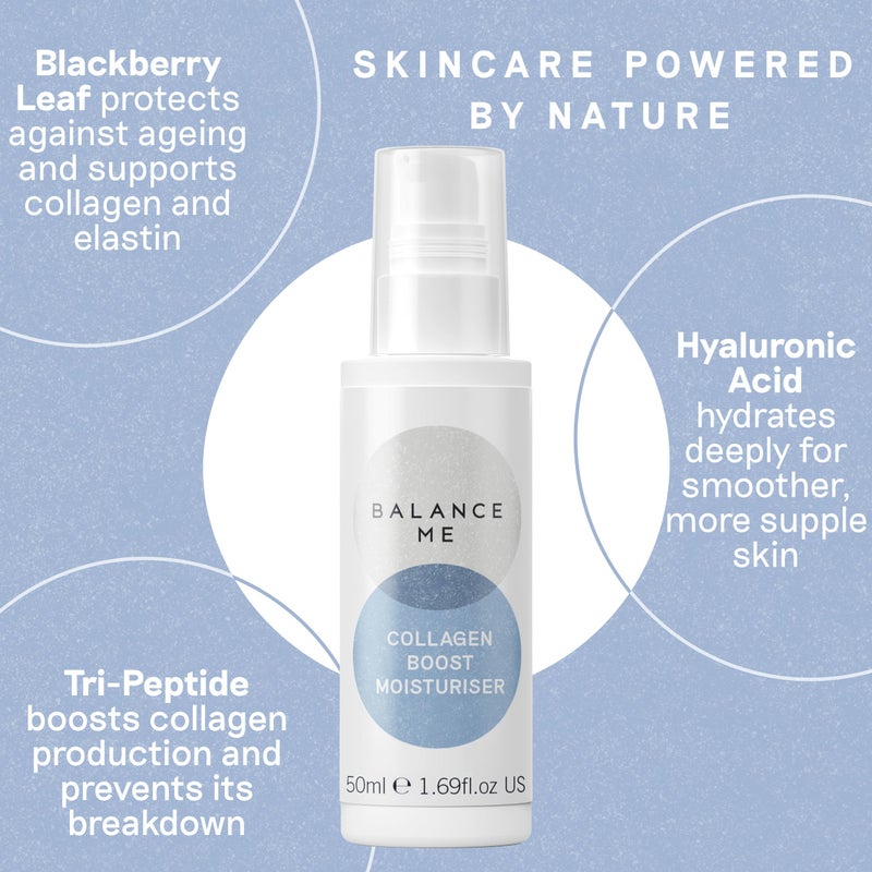 Balance Me Collagen Boost Moisturiser, Smooth and Rejuvenate Face & Neck, Anti-Ageing Cream â€¯For All Skin Types, Peptides & Hyaluronic Acid, 99.9% Natural, Vegan/Cruelty Free, Madeâ€¯Inâ€¯UK, 1.7 Fl Oz - Image 4