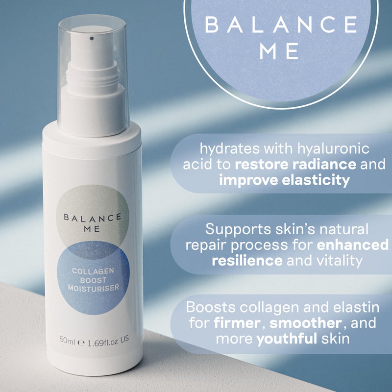 Balance Me Collagen Boost Moisturiser, Smooth and Rejuvenate Face & Neck, Anti-Ageing Cream â€¯For All Skin Types, Peptides & Hyaluronic Acid, 99.9% Natural, Vegan/Cruelty Free, Madeâ€¯Inâ€¯UK, 1.7 Fl Oz - Image 2
