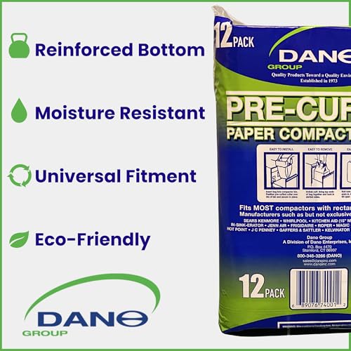 Dano Pre-Cuffed Compactor Bags (12 Pack) - Precuffed, Garbage Compactor, Kitchen Lining, Hardware for Home Use, Durable Material, Kitchen Essential, Paper & Plastic Lined Bags - Image 3