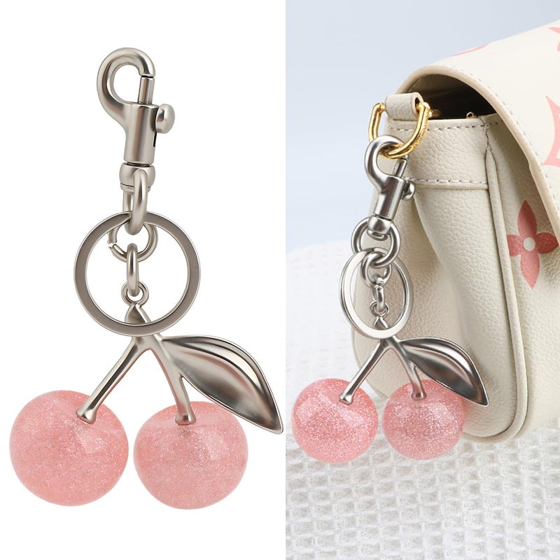 Zhoxod Cherry Keychain for Purse - Resin Alloy Silver Cherry Bag Charmï¼ŒCute Fruit Accessory for Women/Gift/Home/Car (Pink cherry) - Image 5