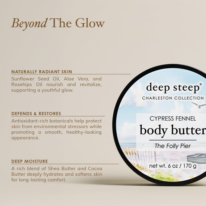 Deep Steep Body Butter, 6 oz â€“ Rich Moisturizer with Ceramides, Coconut Oil, Argan Oil & Aloe Vera â€“ Vegan, Clean Beauty, Smooth & Hydrated Skin (6 Ounces, Peach Praline) - Image 4