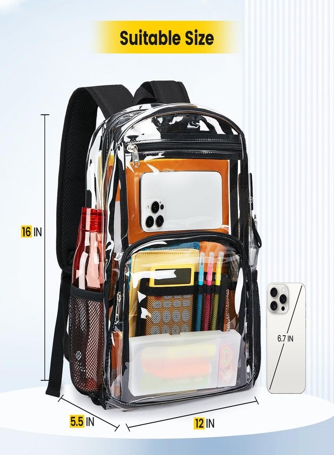Vorspack Clear Backpack Heavy Duty - Large Transparent Bookbag for Adults, See Through Backpack for College, Work, Travel - Black - Image 2