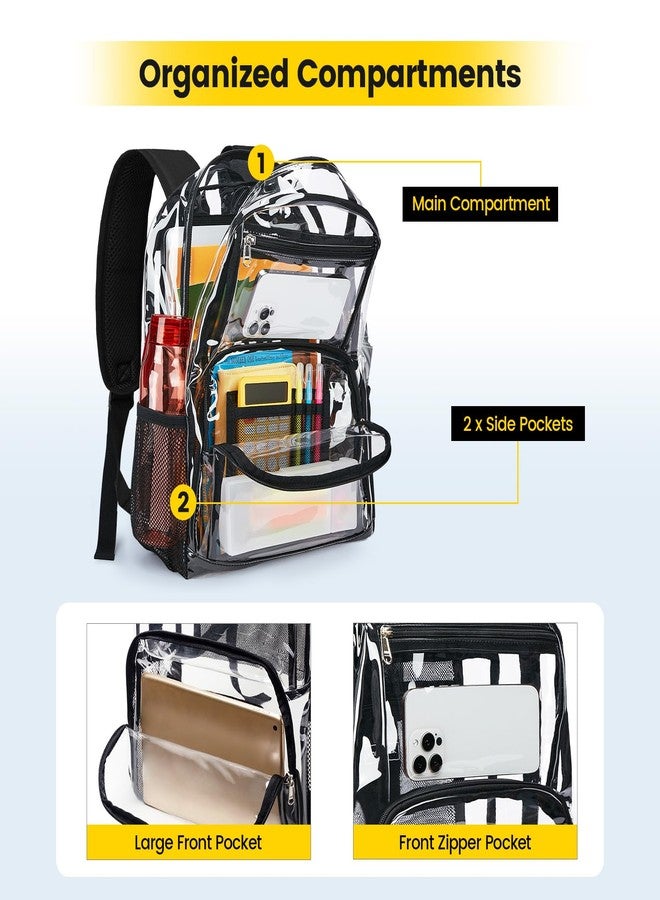 Vorspack Clear Backpack Heavy Duty - Large Transparent Bookbag for Adults, See Through Backpack for College, Work, Travel - Black - Image 3