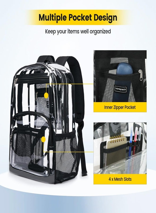 Vorspack Clear Backpack Heavy Duty - Large Transparent Bookbag for Adults, See Through Backpack for College, Work, Travel - Black - Image 4