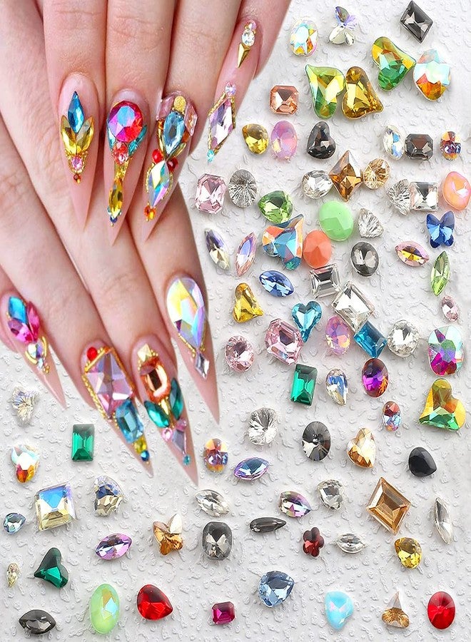 JALIYA 50pcs Colorful Rhinestone Crystals Points with Butterfly, Star, Heart, Geometric Shapes suitable for Nails & Crafts - Image 1