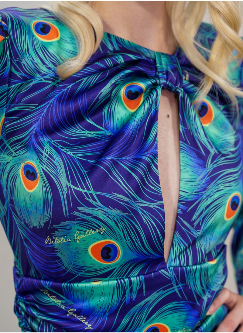 BITOLIA GALLERY - Short Stretch Long Sleeves Dress Blue - Image 1