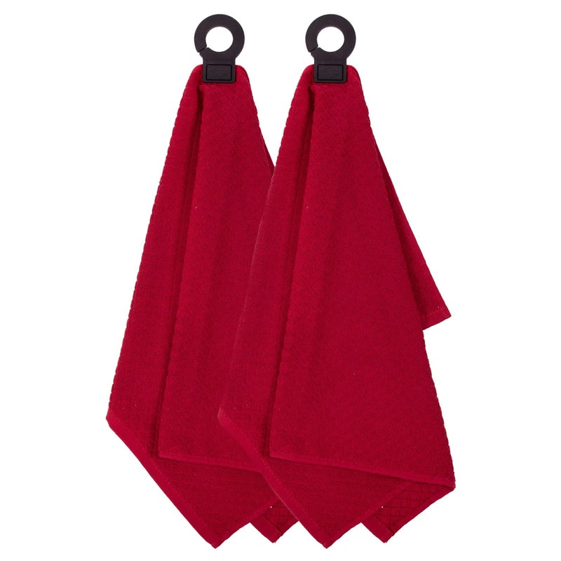 Ritz Premium Hook and Hang Towel, (2-Pack), 18" x 28", Long-Lasting Durable Rubber Hook, Highly Absorbent Super Soft Hand Cloths for Kitchen, Bathroom, Laundry Room, Paprika - Image 1