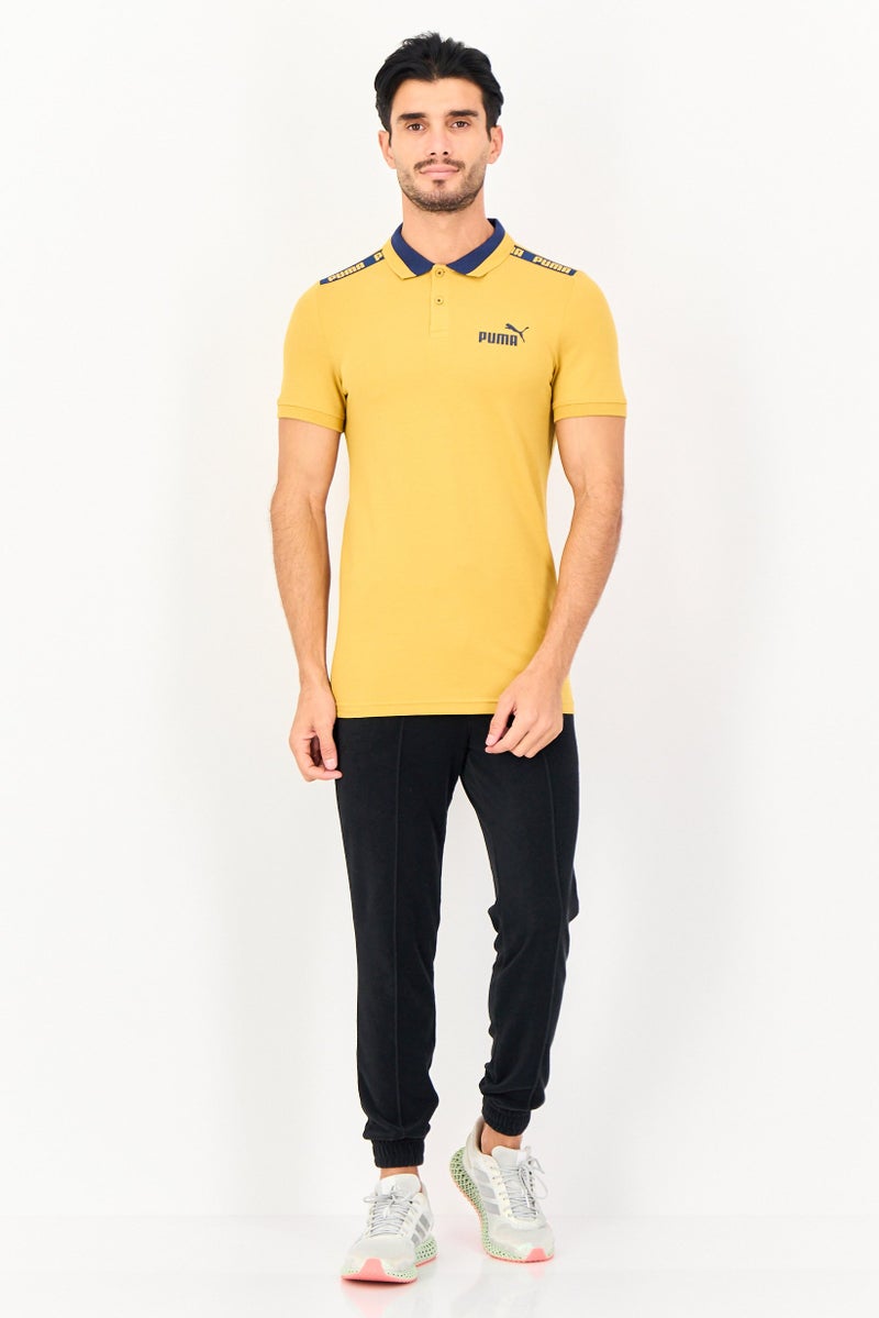 PUMA Men Slim Fit Short Sleeve Outdoor Polo Shirt, Mustard - Image 3