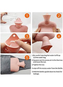 Arabest Hot Water Bag, Rubber Hot Water Bottle with Waist Cover for Menstrual Cramps, Pain Relief, Warm Water Pouch with Soft Plush Hand Waist Warmer Cover  - Image 5