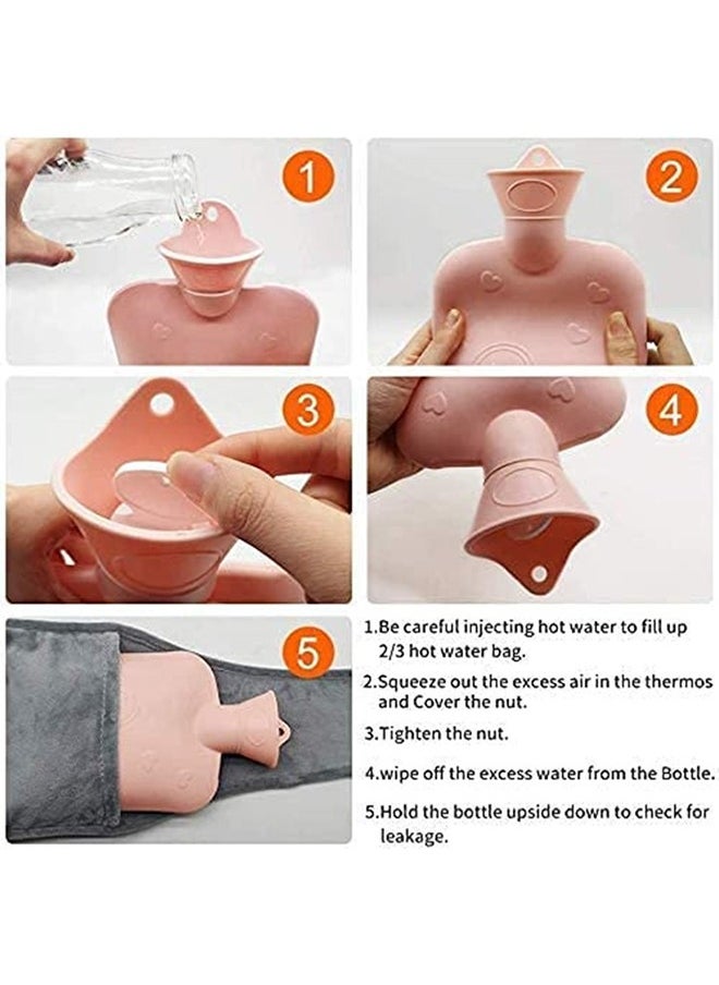 Arabest Hot Water Bag, Rubber Hot Water Bottle with Waist Cover for Menstrual Cramps, Pain Relief, Warm Water Pouch with Soft Plush Hand Waist Warmer Cover  - Image 5