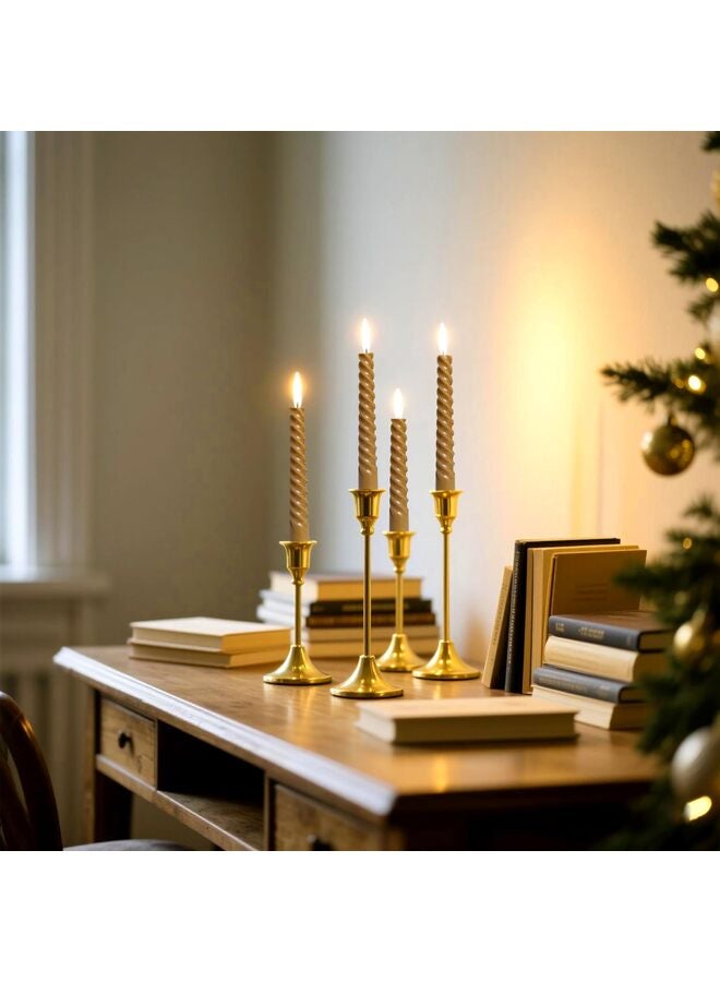 8PCS Twisted Taper Candles, Twist Candle Holders, 8Inch, Smokeless, for Home, Weddings, Birthday Parties and Home Decoration(Bronze) - Image 5