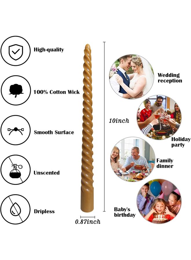 8PCS Twisted Taper Candles, Twist Candle Holders, 8Inch, Smokeless, for Home, Weddings, Birthday Parties and Home Decoration(Bronze) - Image 2