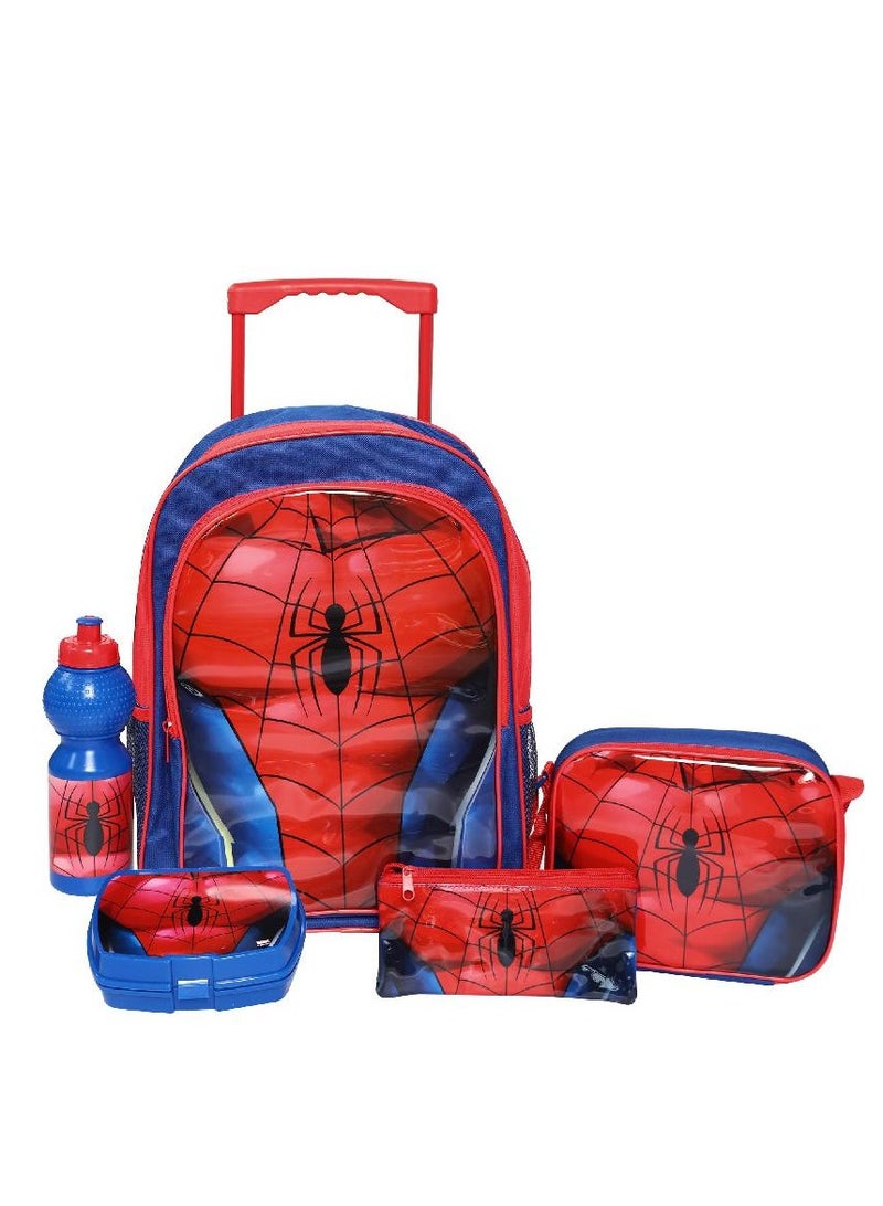 مارفل مجموعة حقيبة عربة سبايدر مان 5 في 1 مع ملحق