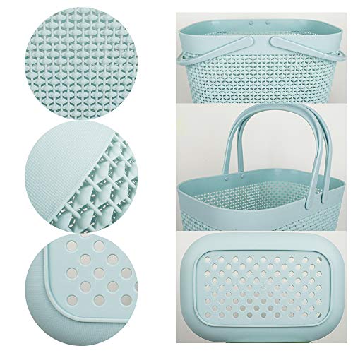 UUJOLY Plastic Organizer Storage Baskets with Handles, Shower Caddy Bins Organizer for Bathroom and kitchen (Blue) - Image 4