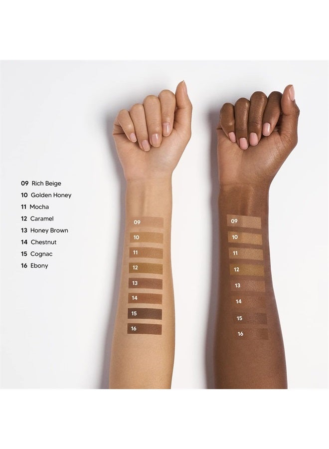 بودرة أساس مضغوطة معدنية، تغطية متوسطة إلى كاملة، لمسة طبيعية 0.35 أونصة (بني عسل)