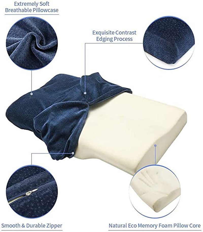 HT Memory Foam German Medical Bed Pillow, Orthopedic Support Cervical Pillow for Better Sleep Indoor Bedroom (Blue) - Image 4