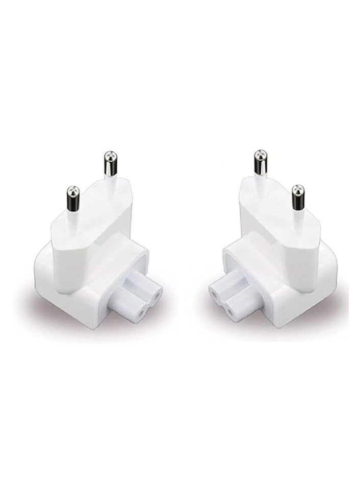 erorex Plug Adapter & Europe Travel AC DuckHead Adapter/Charger/Converter EU Wall Replacement Plug For MacBook Pro/Air/lPhone/lPad) & Power Charge Brick - White (White ~ (2Pack)) - Image 1