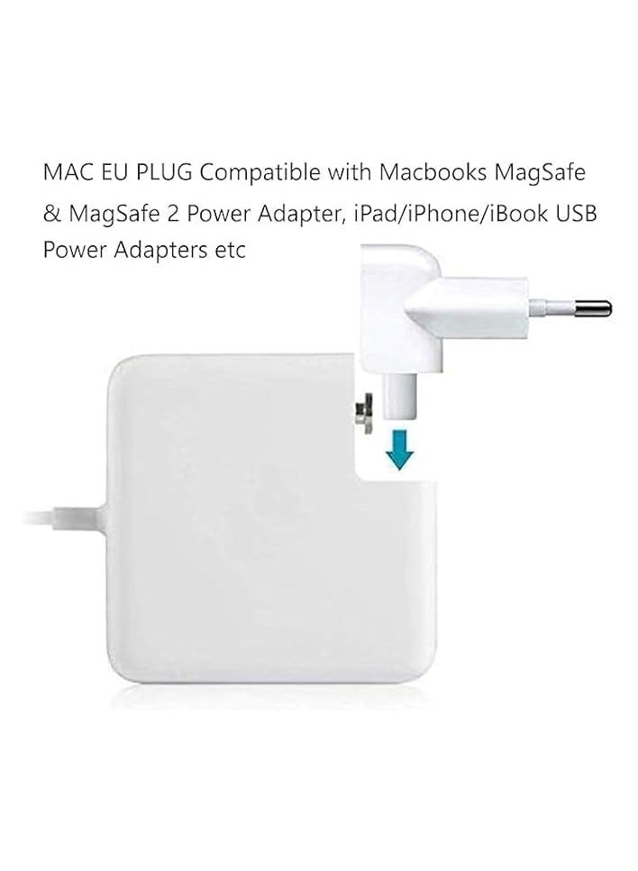 erorex Plug Adapter & Europe Travel AC DuckHead Adapter/Charger/Converter EU Wall Replacement Plug For MacBook Pro/Air/lPhone/lPad) & Power Charge Brick - White (White ~ (2Pack)) - Image 4