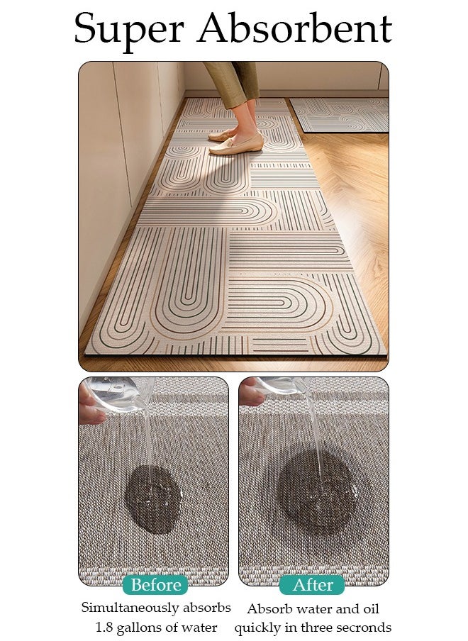 DUNISO Diatom Mud Bath Mat Set Bathroom Kitchen Rug Mat Extra Soft and Absorbent Bath Rugs Non-Slip Quick Drying Floor Bath Tub Mat for Bathroom Floor Tub and Shower 40*60cm/40*120cm  - Image 3