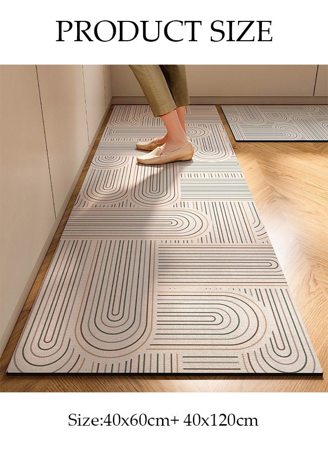 DUNISO Diatom Mud Bath Mat Set Bathroom Kitchen Rug Mat Extra Soft and Absorbent Bath Rugs Non-Slip Quick Drying Floor Bath Tub Mat for Bathroom Floor Tub and Shower 40*60cm/40*120cm  - Image 4