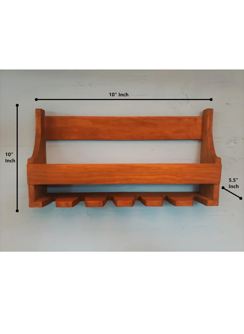 Crysellewoods Crysellewoods Sheesham Wood Wall Mounted Wine Rack Wine Bottles 6 Stemware Glass Holder for Home Bar Kitchen Dcor  - Image 3
