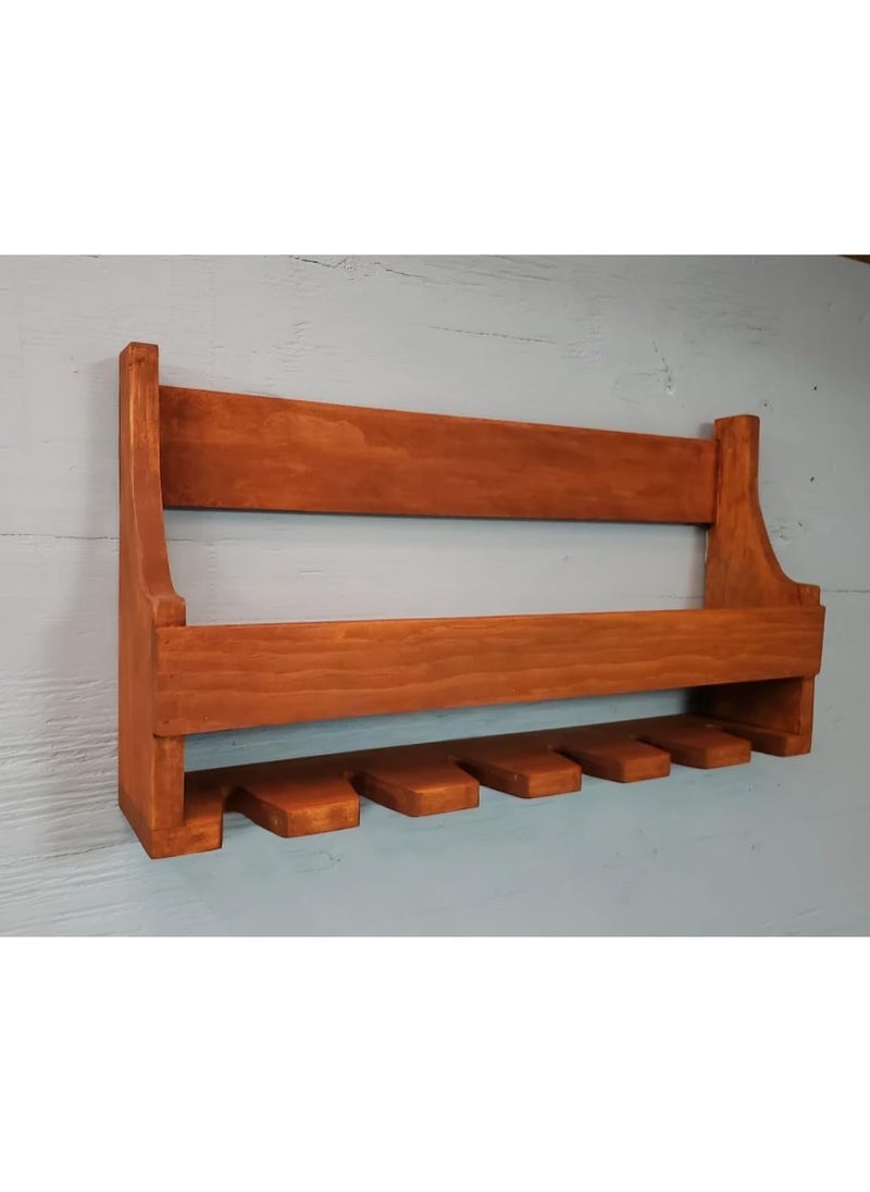 Crysellewoods Crysellewoods Sheesham Wood Wall Mounted Wine Rack Wine Bottles 6 Stemware Glass Holder for Home Bar Kitchen Dcor  - Image 2