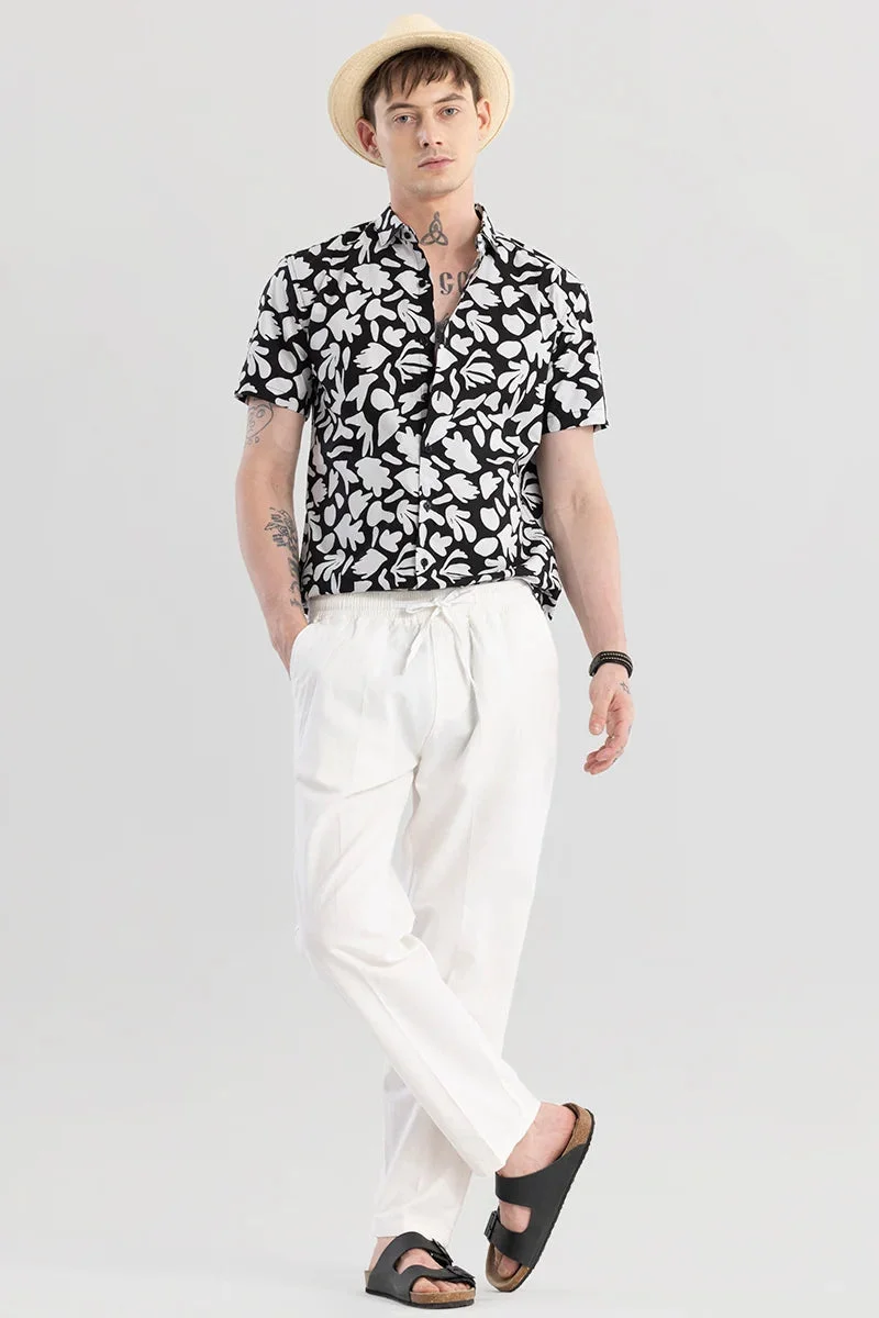SNITCH White Wafty White Linen Trousers for Men | Best Price UAE