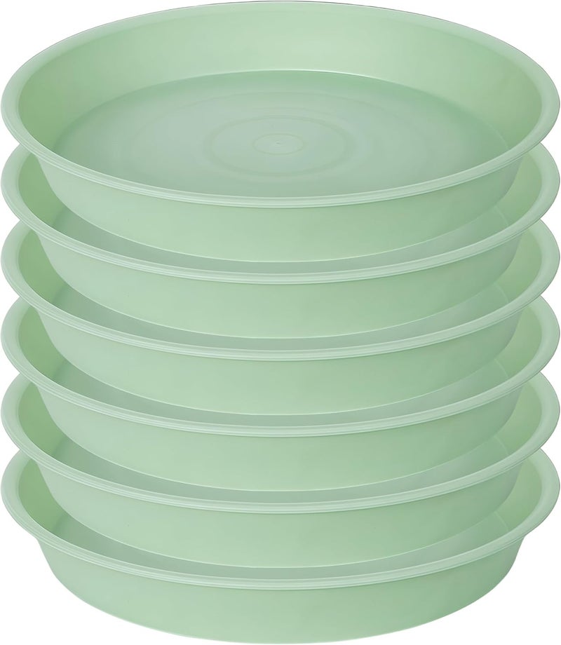 Bleuhome 6 Pack of 12 inch Plant Saucer, Heavy Duty Plastic Plant Saucer 12" Round, Durable Plant Tray for Pots, Plant Saucers for Indoors, Plant Trays for Planter (12", Light Green) - Image 1