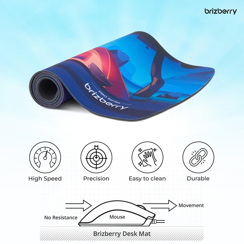 ARTBRIZ ® Brizberry Extended Mouse Pad, Desk Mat, 740mm x 310mm x 3mm Large Printed Premium Anti Skid Rubber Base for Desktop Laptop Keyboard (DM Design 1) - Image 5