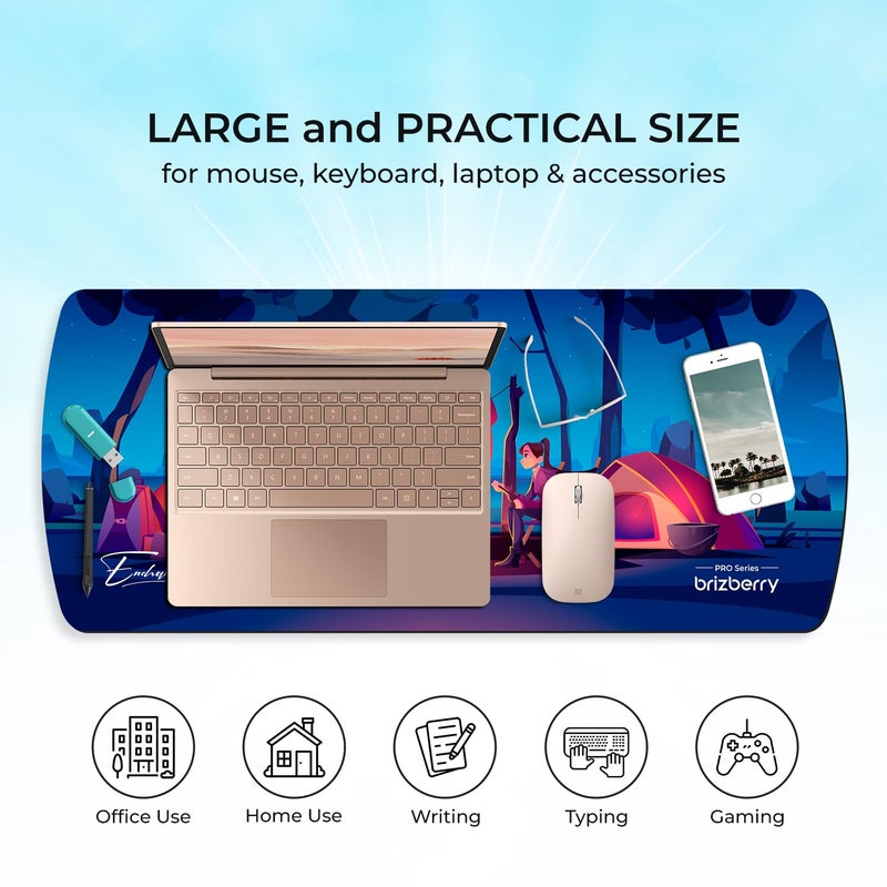 ARTBRIZ ® Brizberry Extended Mouse Pad, Desk Mat, 740mm x 310mm x 3mm Large Printed Premium Anti Skid Rubber Base for Desktop Laptop Keyboard (DM Design 1) - Image 4