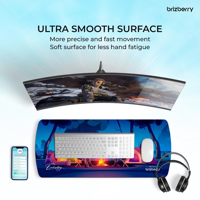 ARTBRIZ ® Brizberry Extended Mouse Pad, Desk Mat, 740mm x 310mm x 3mm Large Printed Premium Anti Skid Rubber Base for Desktop Laptop Keyboard (DM Design 1) - Image 2