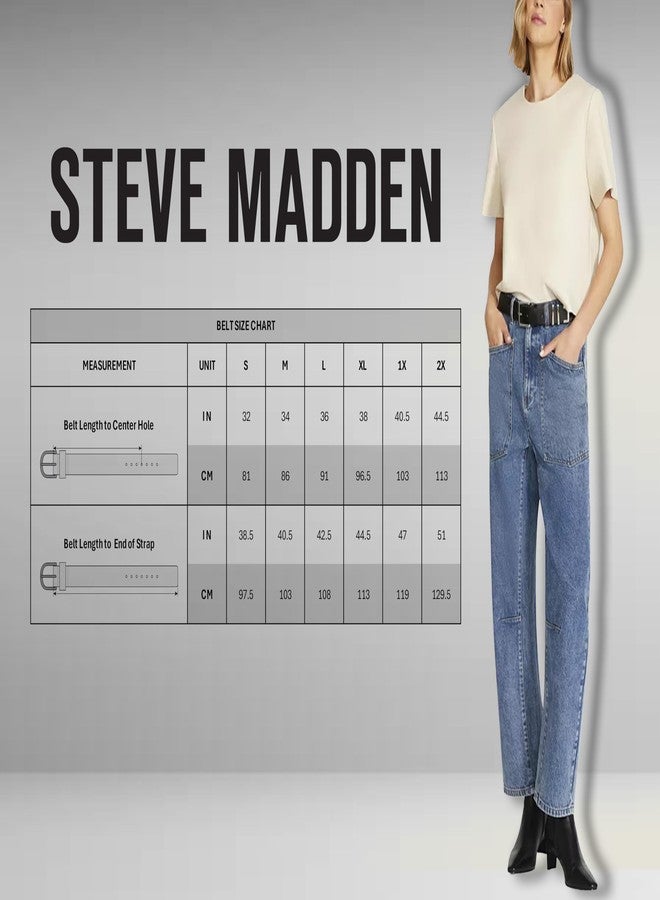 Steve Madden Women's Jane Reversible Pant Belt, Black/Cognac, L - Image 3