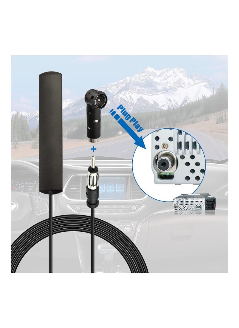 إسكدنيا FM Aerial FM Car Radio Antenna Din Adapter Patch Antenna 3m Cable Windshields Paste Antenna - Image 3