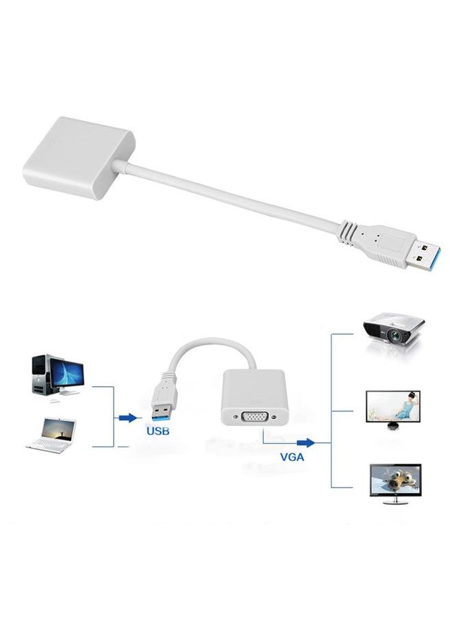 Thoraya USB 3.0 to VGA Adapter Cable for Win 7/8 System (White)  - Image 5