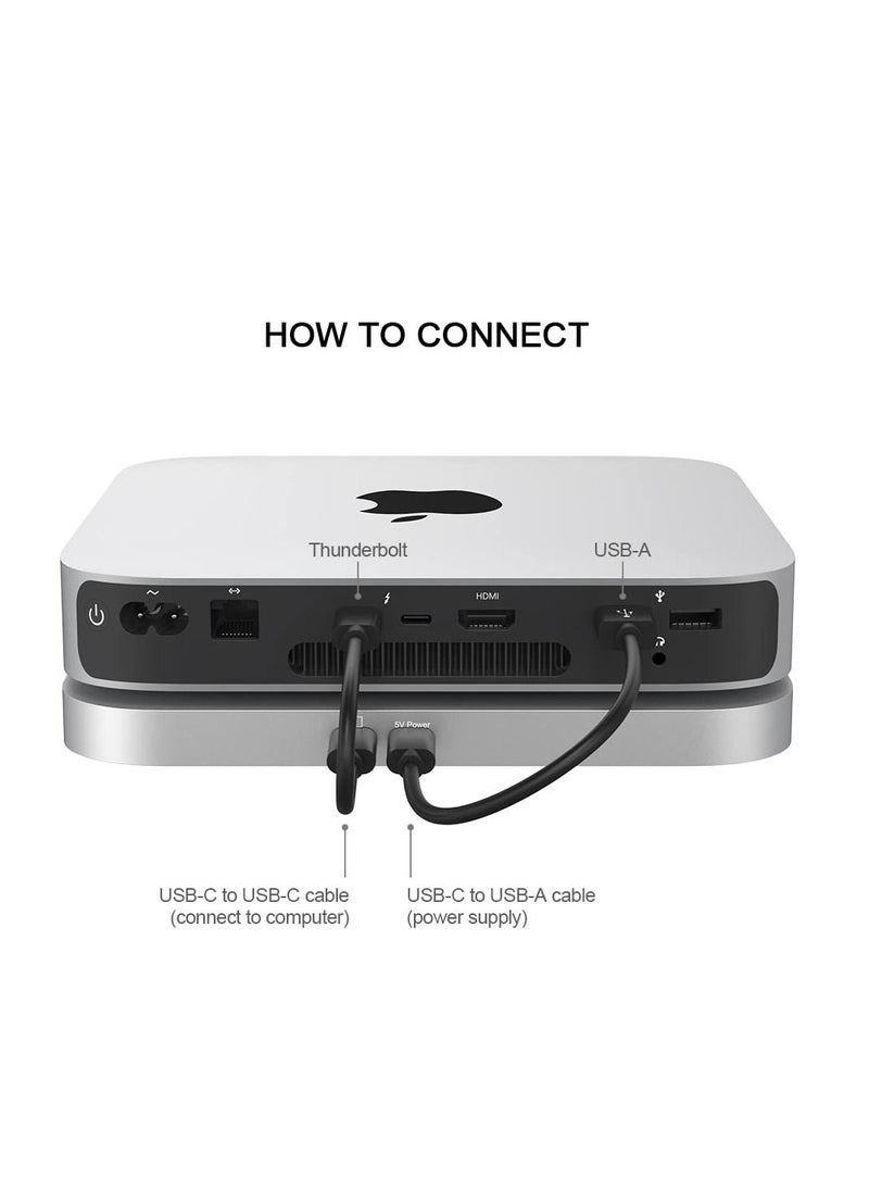 USB C Hub for Mac Mini, Dual Drive Enclosure, Docking Station for Mac Studio Mac Mini M2/M1/Intel, Type-C 10Gbps, Card Readers 100MB/s, Fits M.2 NVMe NGFF SSD & 2.5'' SATA SSD