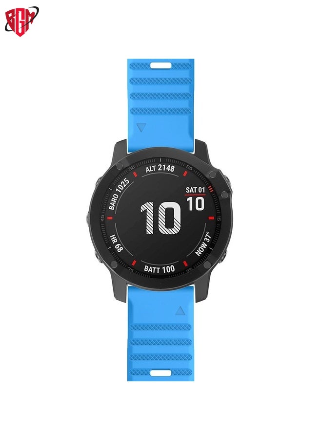 BGM Watch Band Strap For Garmin Fenix 6X 26mm Silicone Smart Watch Watch Band(Sky Blue)  - Image 3