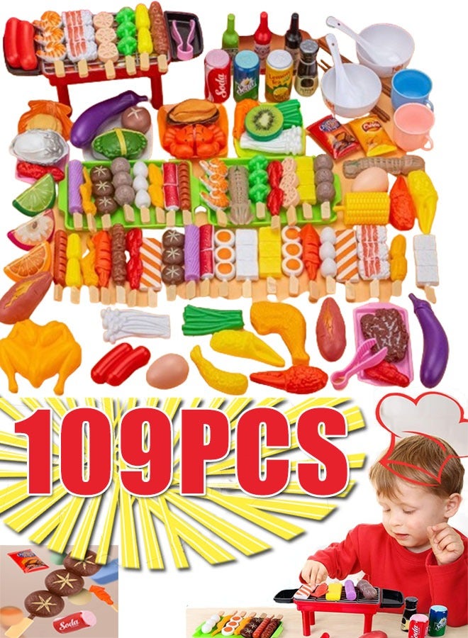 109PC Kitchen Pretend Play Toy Set Children Role Play Cookware Children Simulation Barbecue Toy Set Indoor DIY Kitchen Toy Games Kitchen Accessories Toys Sets - Image 1