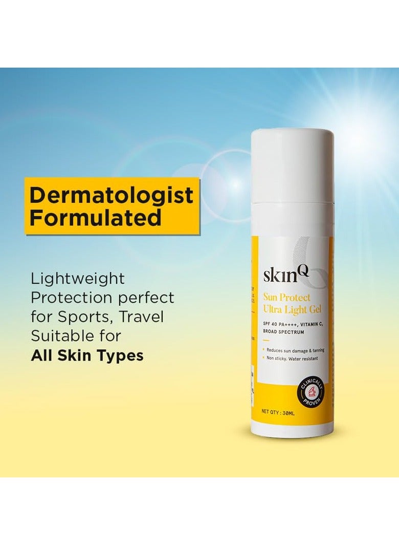 SkinQ Mini Sunscreen for Men and Women 30ml with Vitamin C SPF 40 Broad Spectrum Protection Ultra Light Gel for All Skin Types Lightweight Non-Sticky - Image 2