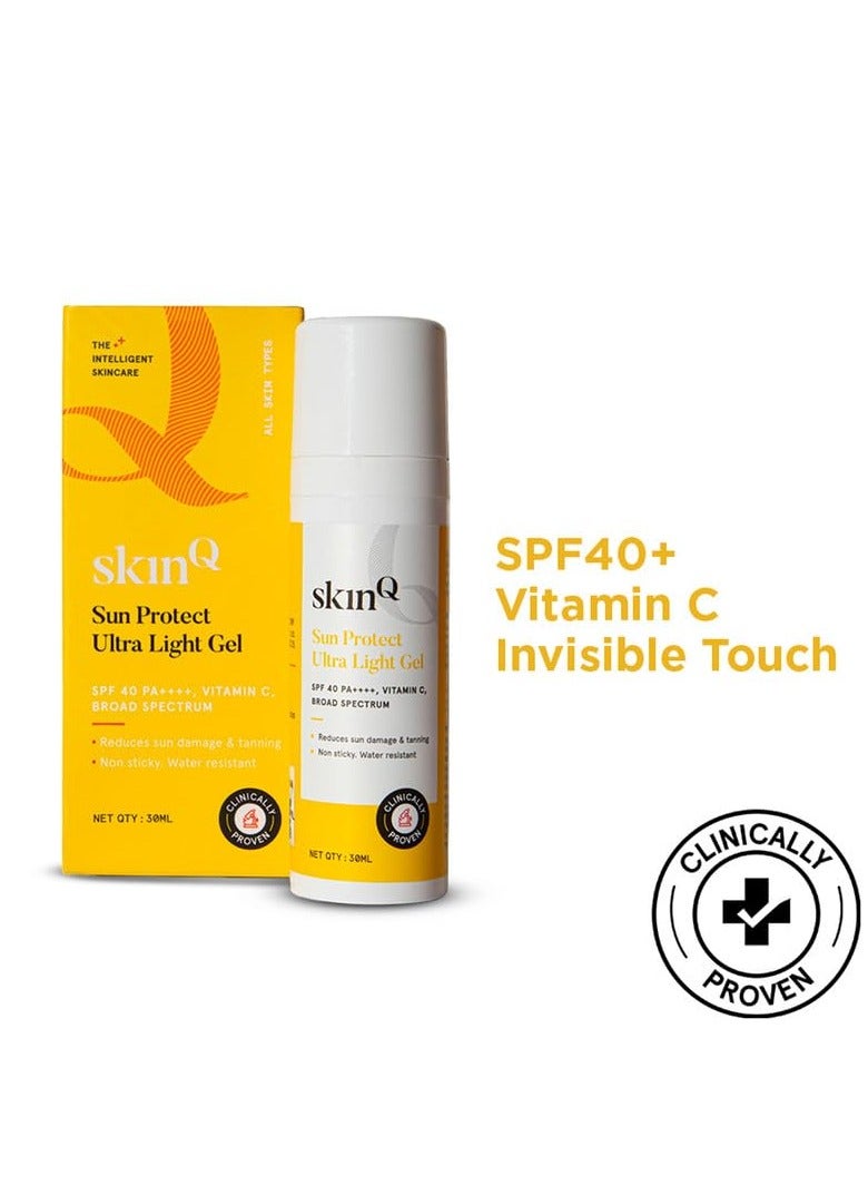 SkinQ Mini Sunscreen for Men and Women 30ml with Vitamin C SPF 40 Broad Spectrum Protection Ultra Light Gel for All Skin Types Lightweight Non-Sticky - Image 3