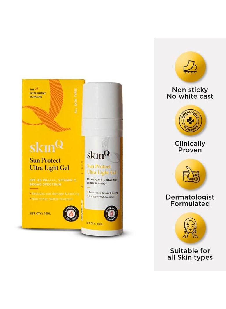 SkinQ Mini Sunscreen for Men and Women 30ml with Vitamin C SPF 40 Broad Spectrum Protection Ultra Light Gel for All Skin Types Lightweight Non-Sticky - Image 5