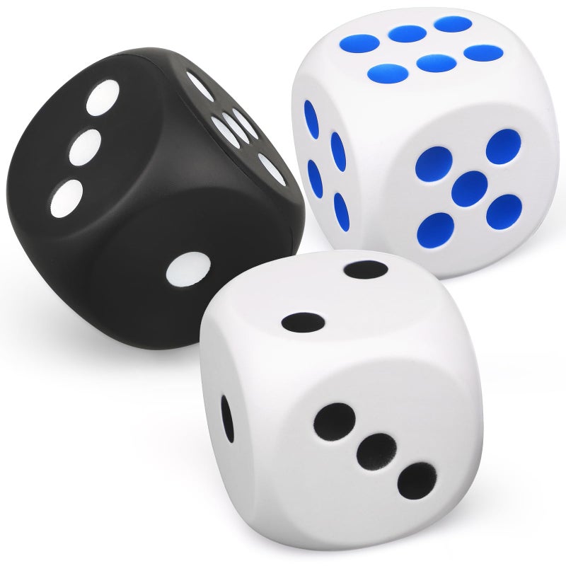 Cybemaga Large 3 inch Foam Fidget Dice for Kids Adults Jumbo Squeeze Dice for Stress Relief Giant Squishies Square Cube with Dots 6 Sided for Family Board Game Classroom Math Learning Party Favors 3 PCS - Image 3