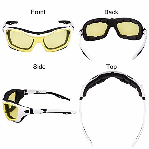 WYND Blocker Motorcycle Riding Glasses Extreme Sports Wrap Sunglasses (White/Yellow) - Image 2
