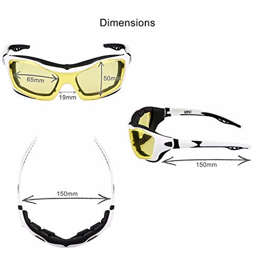 WYND Blocker Motorcycle Riding Glasses Extreme Sports Wrap Sunglasses (White/Yellow) - Image 5