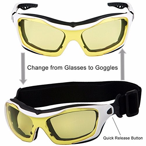 WYND Blocker Motorcycle Riding Glasses Extreme Sports Wrap Sunglasses (White/Yellow) - Image 4