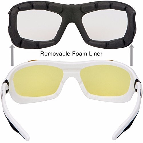 WYND Blocker Motorcycle Riding Glasses Extreme Sports Wrap Sunglasses (White/Yellow) - Image 3
