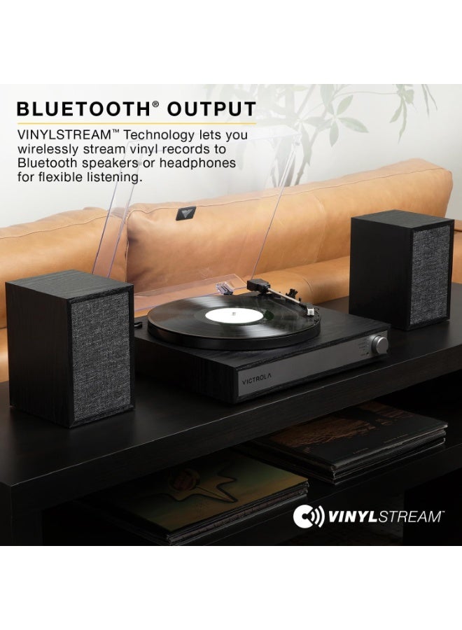 Victrola Harmony – Bluetooth Turntable System– 3-Speed Vinyl Record Player, Stereo Speakers, Audio Technica ATN3600L, Bluetooth in & Out (Natural) - Image 5