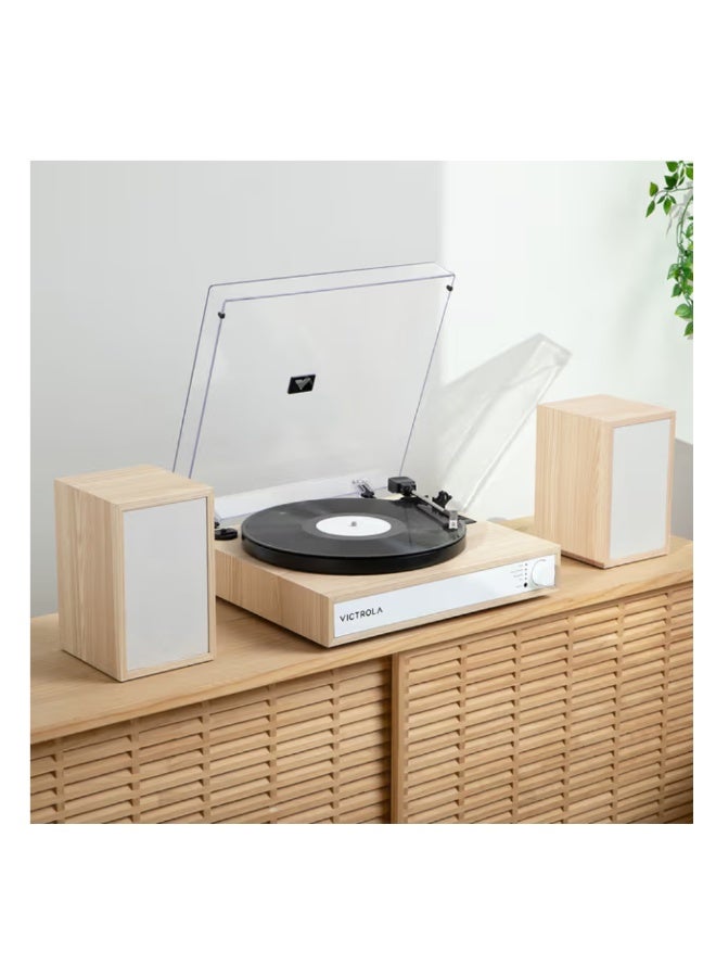 Victrola Harmony – Bluetooth Turntable System– 3-Speed Vinyl Record Player, Stereo Speakers, Audio Technica ATN3600L, Bluetooth in & Out (Natural) - Image 4