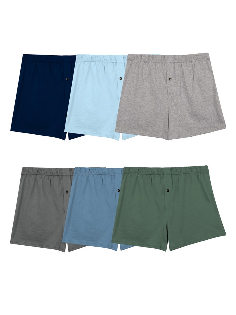 Fruit of the Loom mens Tag-free (Knit & Woven) Boxer Shorts, Knit - 6 Pack Assorted Colors, Medium US - Image 1