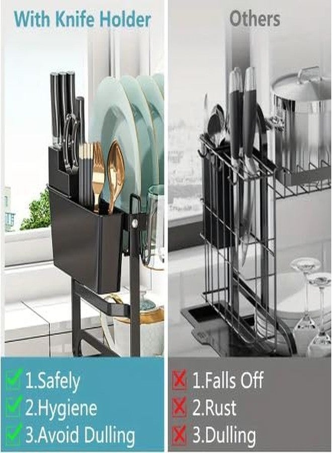 Glaceon Anti-Rust Dish Drainer Drying Rack with Removable Drip Tray Cutlery Holder Black(GL-01)(Black-1) - Image 5