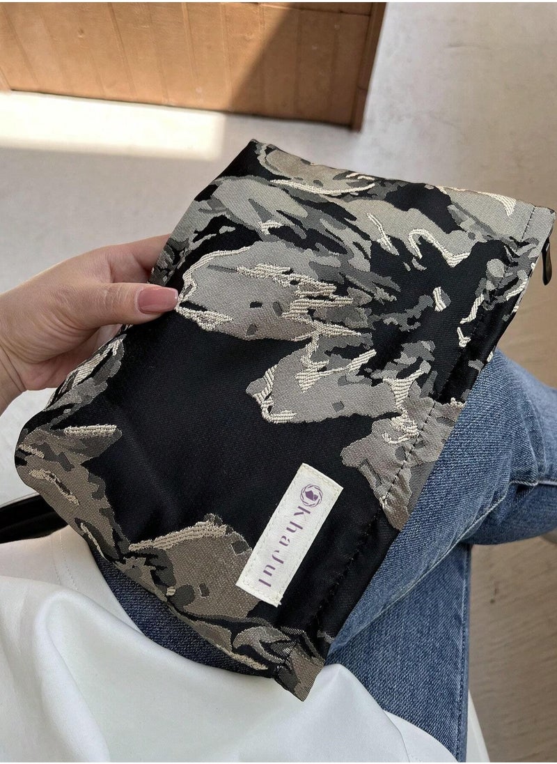 حقيبة مكياج سوداء سعة قماش للسفر حقيبة أدوات الزينة منظم فرش المكياج والإكسسوارات الجمالية حقيبة تخزين للنساء